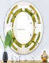Golden Leaves I - Modern Round or Oval Wall Mirror - Space