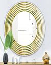 Golden Leaves I - Modern Round or Oval Wall Mirror - Wave