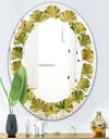 Golden Leaves I - Modern Round or Oval Wall Mirror - Leaves