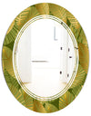 Golden Leaves I - Modern Round or Oval Wall Mirror - Triple C