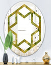 Golden Leaves I - Modern Round or Oval Wall Mirror - Hexagon Star