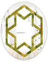 Golden Leaves I - Modern Round or Oval Wall Mirror - Hexagon Star