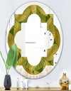 Golden Leaves I - Modern Round or Oval Wall Mirror - Quatrefoil