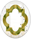 Golden Leaves I - Modern Round or Oval Wall Mirror - Quatrefoil