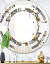 Golden Rose Flowers - Modern Round or Oval Wall Mirror - Space