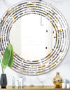 Golden Rose Flowers - Modern Round or Oval Wall Mirror - Wave