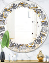 Golden Rose Flowers - Modern Round or Oval Wall Mirror - Leaves