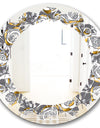Golden Rose Flowers - Modern Round or Oval Wall Mirror - Leaves