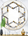Golden Rose Flowers - Modern Round or Oval Wall Mirror - Hexagon Star
