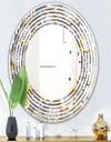 Golden Rose Flowers - Modern Round or Oval Wall Mirror - Wave