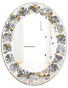 Golden Rose Flowers - Modern Round or Oval Wall Mirror - Leaves