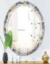 Golden Rose Flowers - Modern Round or Oval Wall Mirror - Triple C