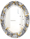Golden Rose Flowers - Modern Round or Oval Wall Mirror - Triple C