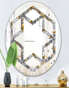 Golden Rose Flowers - Modern Round or Oval Wall Mirror - Hexagon Star