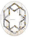 Golden Rose Flowers - Modern Round or Oval Wall Mirror - Hexagon Star