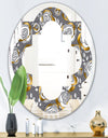 Golden Rose Flowers - Modern Round or Oval Wall Mirror - Quatrefoil