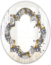 Golden Rose Flowers - Modern Round or Oval Wall Mirror - Quatrefoil