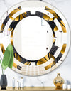 Golden Palm Leaves III - Modern Round or Oval Wall Mirror - Space