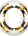 Golden Palm Leaves III - Modern Round or Oval Wall Mirror - Space