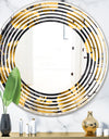 Golden Palm Leaves III - Modern Round or Oval Wall Mirror - Wave