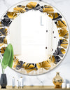 Golden Palm Leaves III - Modern Round or Oval Wall Mirror - Leaves