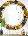 Golden Palm Leaves III - Modern Round or Oval Wall Mirror - Triple C