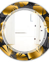 Golden Palm Leaves III - Modern Round or Oval Wall Mirror - Triple C
