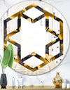 Golden Palm Leaves III - Modern Round or Oval Wall Mirror - Hexagon Star