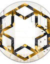 Golden Palm Leaves III - Modern Round or Oval Wall Mirror - Hexagon Star