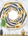 Golden Palm Leaves III - Modern Round or Oval Wall Mirror - Whirl