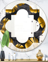Golden Palm Leaves III - Modern Round or Oval Wall Mirror - Quatrefoil