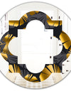 Golden Palm Leaves III - Modern Round or Oval Wall Mirror - Quatrefoil
