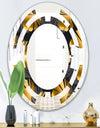 Golden Palm Leaves III - Modern Round or Oval Wall Mirror - Space