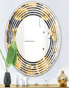 Golden Palm Leaves III - Modern Round or Oval Wall Mirror - Wave