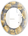 Golden Palm Leaves III - Modern Round or Oval Wall Mirror - Wave