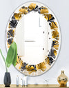 Golden Palm Leaves III - Modern Round or Oval Wall Mirror - Leaves