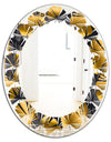 Golden Palm Leaves III - Modern Round or Oval Wall Mirror - Leaves