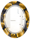 Golden Palm Leaves III - Modern Round or Oval Wall Mirror - Triple C
