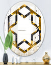Golden Palm Leaves III - Modern Round or Oval Wall Mirror - Hexagon Star