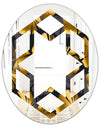 Golden Palm Leaves III - Modern Round or Oval Wall Mirror - Hexagon Star