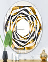 Golden Palm Leaves III - Modern Round or Oval Wall Mirror - Whirl