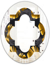 Golden Palm Leaves III - Modern Round or Oval Wall Mirror - Quatrefoil