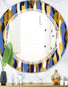 Retro Luxury Waves In Gold and Blue I - Modern Round or Oval Wall Mirror - Triple C