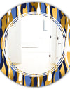 Retro Luxury Waves In Gold and Blue I - Modern Round or Oval Wall Mirror - Triple C