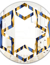 Retro Luxury Waves In Gold and Blue I - Modern Round or Oval Wall Mirror - Hexagon Star