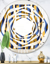 Retro Luxury Waves In Gold and Blue I - Modern Round or Oval Wall Mirror - Whirl