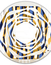 Retro Luxury Waves In Gold and Blue I - Modern Round or Oval Wall Mirror - Whirl