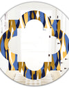 Retro Luxury Waves In Gold and Blue I - Modern Round or Oval Wall Mirror - Quatrefoil