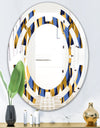 Retro Luxury Waves In Gold and Blue I - Modern Round or Oval Wall Mirror - Space