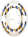 Retro Luxury Waves In Gold and Blue I - Modern Round or Oval Wall Mirror - Space
